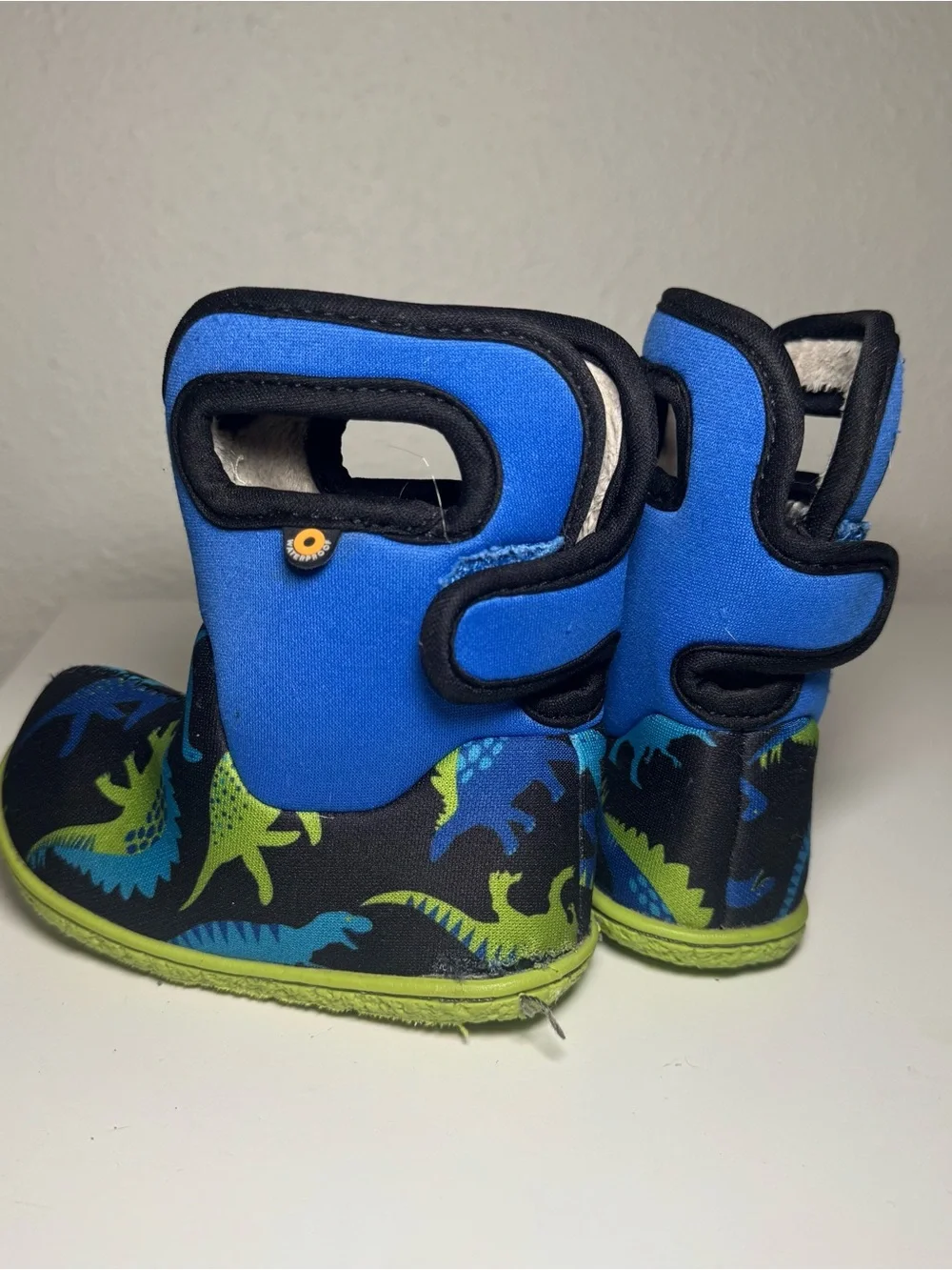 Toddler 5c Bogs Blue & Green Dinosaur Fuzzy-lined Boots